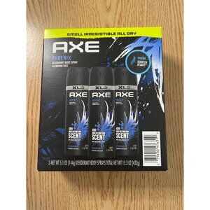 New Mens Axe 3pc Deodorant Body Spray Phoenix Aluminum Free Size 5.1oz